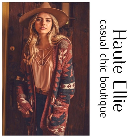 Tribal Print Open Front Cardigan - Picture 9 of 10